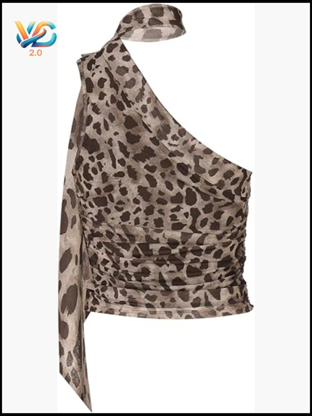 Leopard Polka Dot Halter One Shoulder Cropped Y2K Going Out Top Sleeveless
